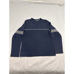 Vintage Vintage Youth Blue Long Sleeve Streetwear V-Neck  Large